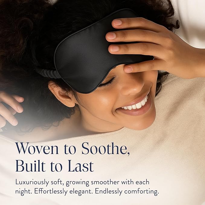 Brooklinen Silk Eye Mask for Sleeping – Carbon Grey, 100% Mulberry Silk Sleep Mask with Soft Elastic Strap, Machine Washable, Breathable & Cool-to-The-Touch – Ideal for Sleeping & Traveling - Bloomnest
