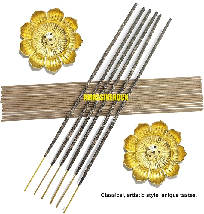 Cone Incense Holder - Lotus Gold Brass Ash Catcher for Cones, Waterfall Backflow Burner for Sticks - Meditation Yoga Home Decor