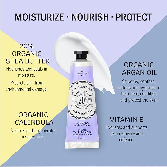 La Chatelaine Hand Cream Gift Set for Women, Mom, Sister, Travel Size, Natural Hand Cream Made in France with 20% Organic Shea Butter (Citrus Fizz, White Grapefruit, & Lavender) 3 x 1 fl. oz - Bloomnest
