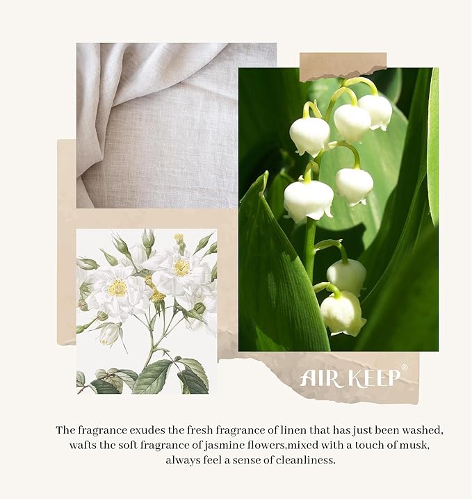 Airkeep Flower Reed Diffusers Set, 5.07 oz Clean Aldehydes Musk Scented Oil Diffuser with 8 Reed Sticks, Home Fragrance Diffuser Gift Set for Bathroom & Office Decor 150ml - Bloomnest