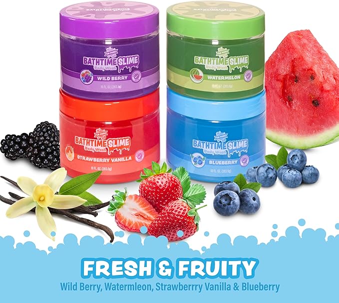 Tub Works® Bath Slime Kids Body Wash, Variety 4 Pack | Gooey, Playful Texture with Fresh, Fruity Scents | Dermatologist Tested | Sensory Fun Bath Toys for Toddlers & Kids | Colorful Slime Kids Soap - Bloomnest