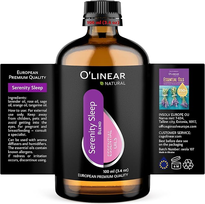 Natural Calm Serenity Sleep Essential Oil Blend - Pure Aromatherapy Oils for Dream and Relaxation, Perfect for Diffuser - Lavender, Orange, Sage and Neroli Essential Oils - Long Lasting Sleep Support - Bloomnest