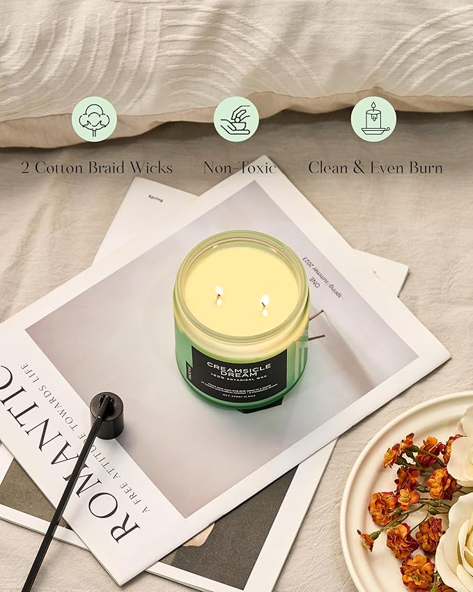 M&SENSE Orange Creamsicle Summer Scented Candle - 11.6oz Clean Non Toxic Natural Soy Wax 70-Hour Slow Burning Candle, 2-Wick Long Lasting Home Fragrance Gifts for Housewarming & Anniversaries - Bloomnest