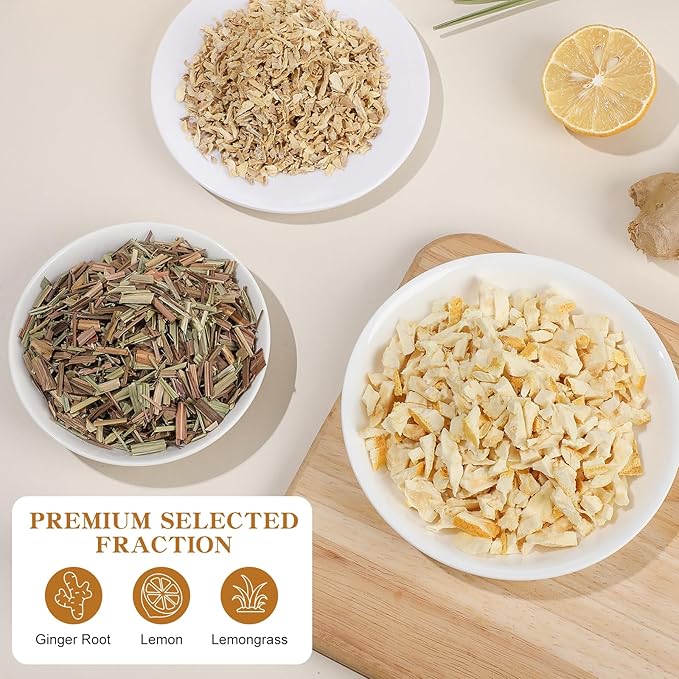 FullChea - Lemon Ginger Tea Bags, 50 Teabags - Pleasantly Spicy & Warming - Non-GMO - Caffeine-free - Support Healthy Digestion & Boost Immunity - Bloomnest