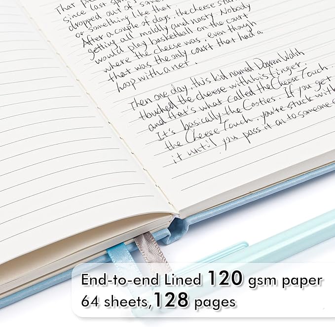 feela 24 Pack Journal Notebook for Work, Business Notebook Bulk Hardcover Lined Writing Journal with Pen Holder for Men Women Note Taking, with 24 Black Pens, 120 GSM, 5.1”x8.3”, A5, Light Blue - Bloomnest