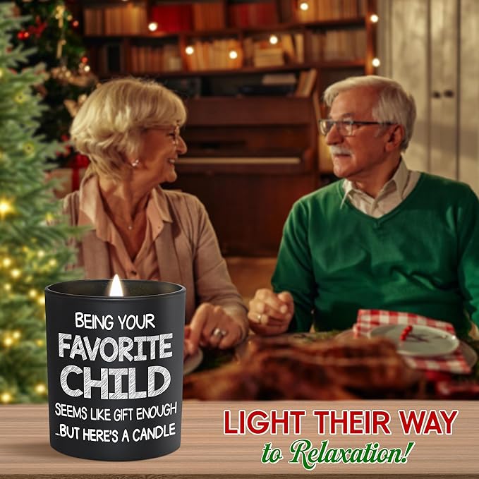 TEEZWONDER Birthday Gifts for Mom - Favorite Child Scented Candle Vanilla Lavender 10 oz - Mom Dad Birthday Gifts from Daughter Son, Grandma Grandpa Gift Ideas, Candle for Parents