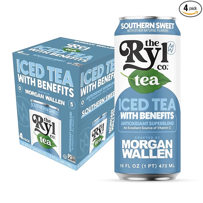 Ryl Iced Tea, Wallen's Sweet, Antioxidant Superblend, Zero Sugar, Low Carb, Low Calorie Iced Tea, 16.0 Fl Oz (4-Pack) - Bloomnest