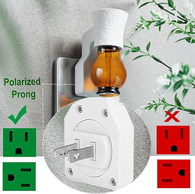 Blank Plug in Air Freshener,4-Set Wall Plug Oil Diffuser for DIY Characteristic Home Scent from Natural Essential Oil, EO+Water, Fragrance Refill (4 Polarized Plug+4 Glass+4 Wick)
