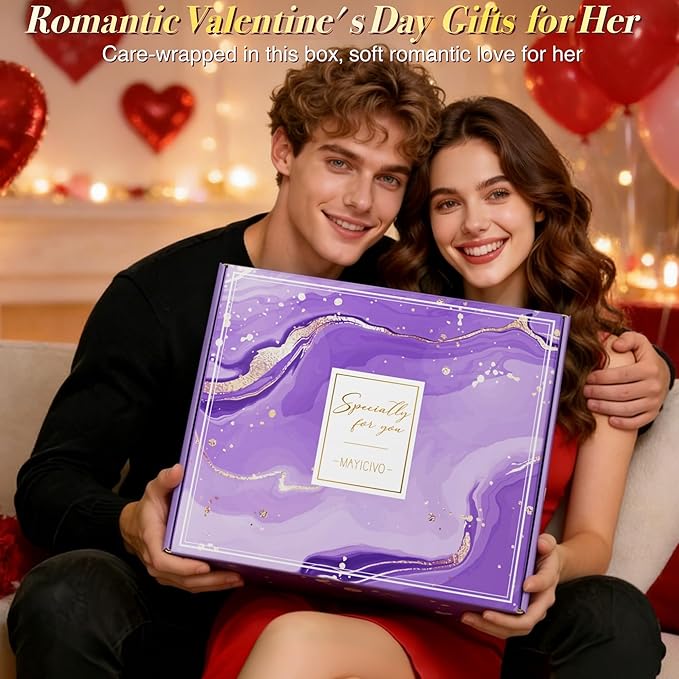 Valentines Day Birthday Gifts for Women Self Care Get Well Soon Gift Baskets, Lavender Relaxing Spa Gift Basket Care Package Flannel Blanket, Unique Gifts for Her Mom Wife Girlfriend Friends Sister