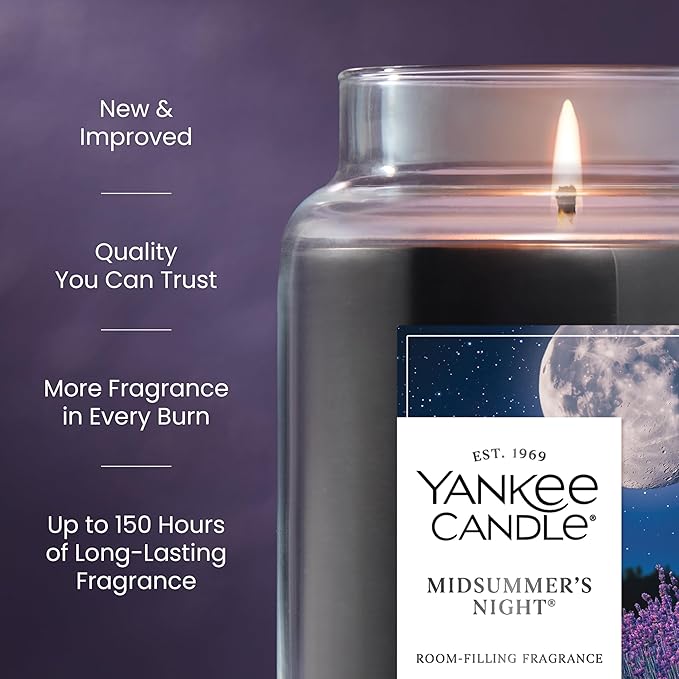 Yankee Candle Mid Summer's Night Scented Candle, 22oz Large Jar with up to 150 Hour Burn, Giftable - Bloomnest