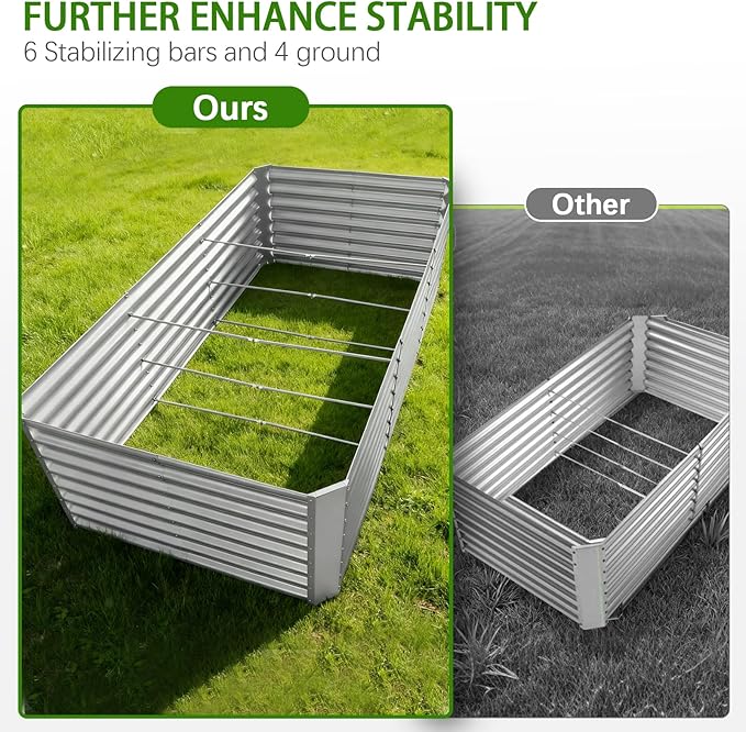 8x4x2ft Galvanized Raised Garden Bed, Planter Raised Garden Boxes Outdoor, Large Metal Raised Beds for Gardening, Garden Bed for Vegetables, Flowers, Herb, Silver - Bloomnest