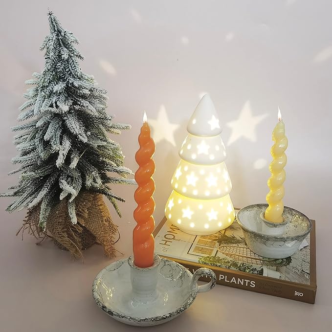 Candle Holder Ceramic Candlestick Holder, Candlelight Stand for Spell Candles, Taper Candles, and Incense, Halloween Christmas Dining Room Home Decoration Display - Bloomnest
