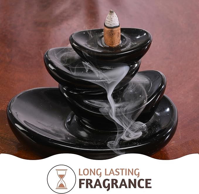 Folkulture Backflow Incense Cones (30 Cones) | Set of 2 Waterfall Insence Cones for Energy, Healing, Aromatherapy | No Charcoal, Organic, Non Toxic Vanilla & Cinnamon Scented Inscents-Cones FOLKULTURE