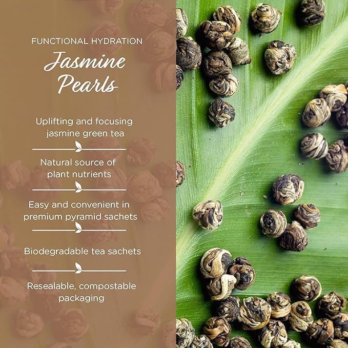 The Tea Spot Jasmine Pearls Green Tea | High-grade Jasmine infused Green Tea Pearls from Fujian | 15 Tea Bags - Bloomnest
