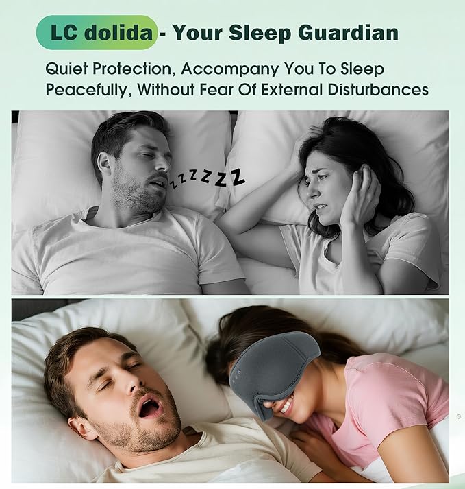 Sleep Mask with Headphones Bluetooth 5.4，LC-dolida 2025 New 3D Bluetooth Sleep Mask Headphones with Soft Bamboo Cotton for Side Sleepers Women Men, Sustainable Luxury for Better Sleep - Bloomnest