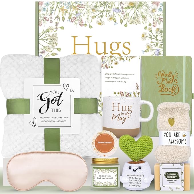 Birthday Gifts for Women,Self Care Hug Gifts Baskets,Get Well Soon Spa Package Box,After Surgery,Feel Better,Cancer,Sympathy,Thinking of You,Chemo,Cheer,Gifts for Women Grandma Her New Mom Birthday - Bloomnest