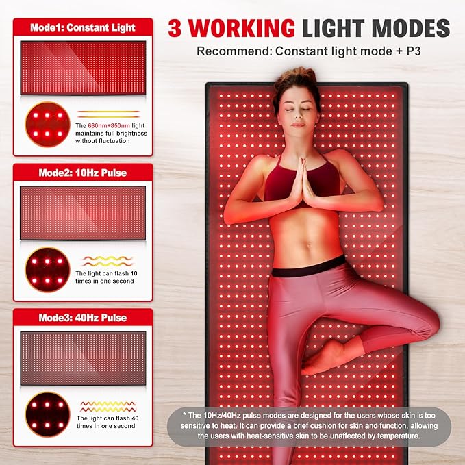 Red Light Therapy Mat for Body, 71"x 31" Red Light Therapy Blanket Red Near Infrared 660nm 850nm Full Body Pad, 1280 LEDs Infrared Light Therapy for Body for Pain Relief, Improved Sleep GMOWNW
