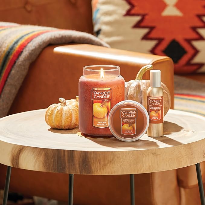 Yankee Candle Spiced Pumpkin Scented, Classic 22oz Large Jar Single Wick, Over 110 Hours of Burn Time, Perfect Accent for Fall Decor & Gifting - Bloomnest