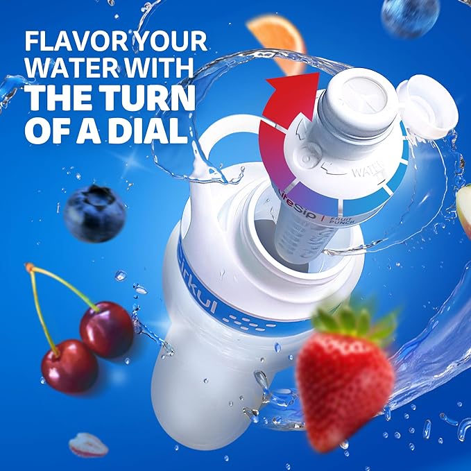 Cirkul 32oz. Chameleon Stainless Steel Water Bottle Starter Kit with Green Lid, 2 Flavor Cartridges (1 LifeSip Blackberry Blueberry, 1 GoSip Berry Blue Punch) No Sugar, Zero Calorie Drink Mix Cirkul