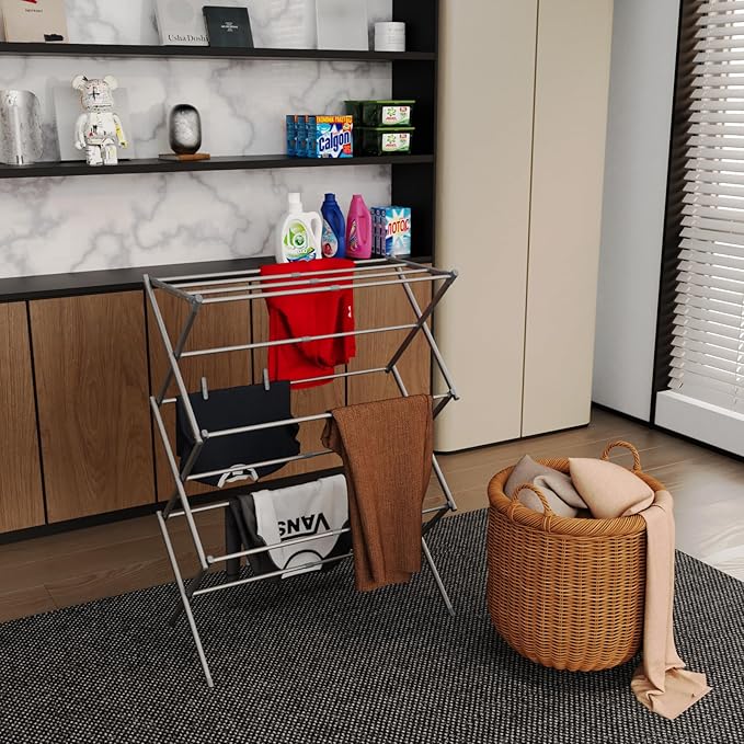 Drying Rack for Laundry, Foldable Clothes Drying Rack, Small Collapsible Dry Rack for Clothes, Use for Indoor & Outdoor Drying Clothes, 40"x29"x14.5" (Grey) - Bloomnest