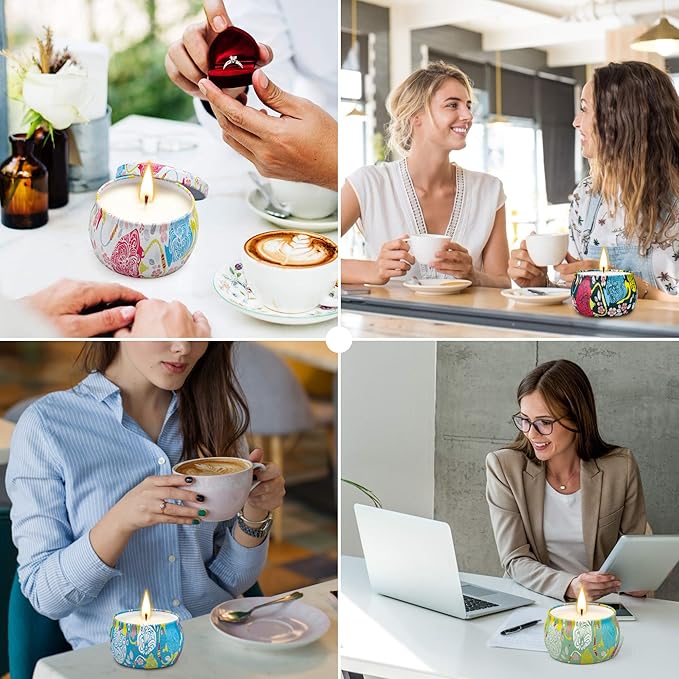 Scented Candles Gift Sets, Soy Wax 4.4 oz Portable Travel Tin Candles Women Birthday Gift Stress Relief Sweet Fragrance Home Aromatherapy Candle Set 4 Pack - Bloomnest