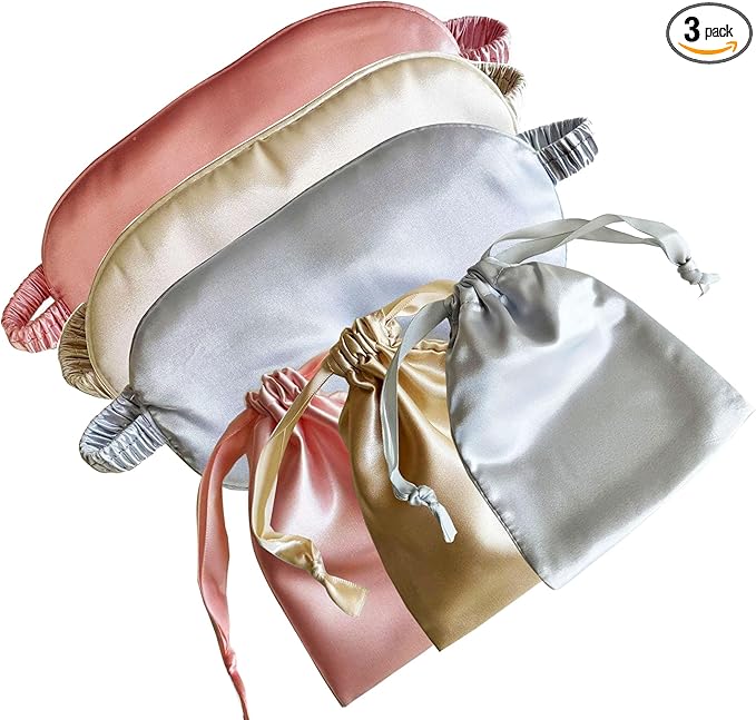 Silk Eye Mask for Sleeping - Satin Eye Cover with Storage Bag Mixcolor1 3Pcs Save 20% - Bloomnest