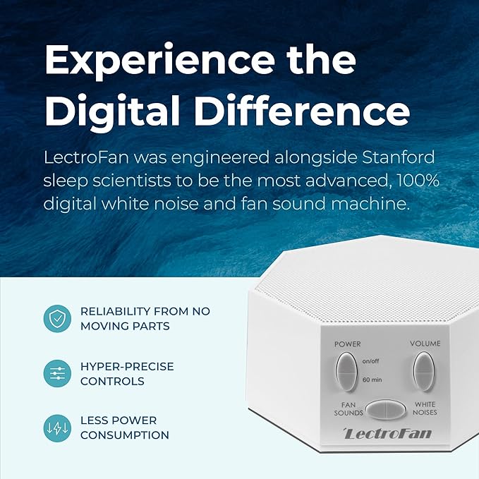 Adaptive Sound Technologies LectroFan Classic White Noise Machine - Compact Sleep Sound Machine for Bedroom, Travel, Study & More - 20 Non-Looping Fan & White Noise Variations - Bloomnest