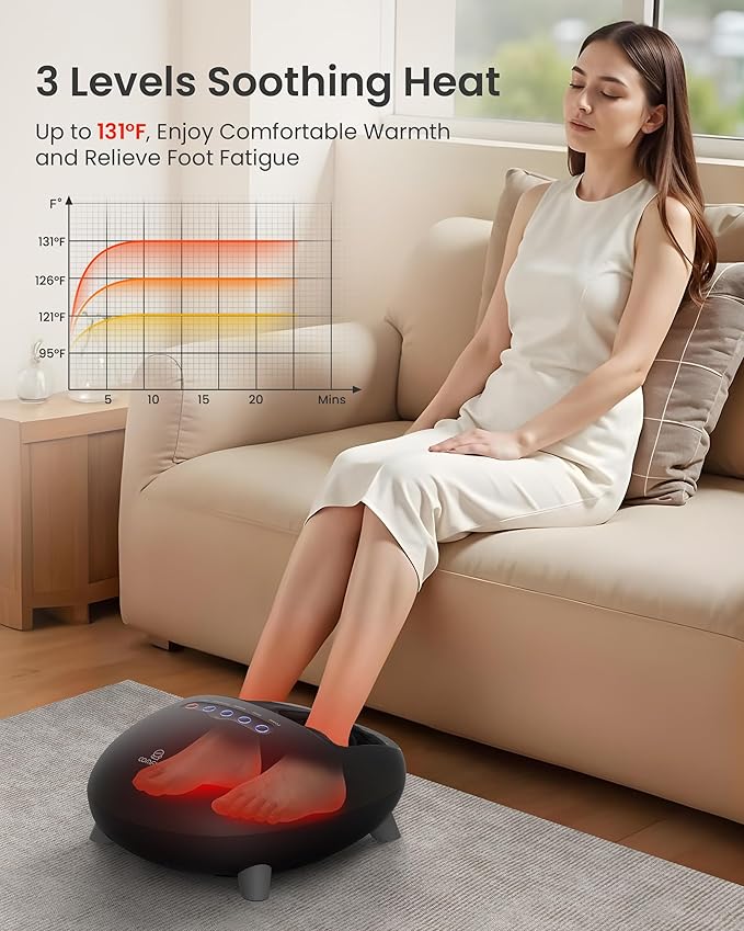 COMFIER Foot Massager with Heat,Shiatsu Foot Massager with Dual Heating,3 Kneading & 3 Compression,Heated Feet Massage for Plantar Fasciitis, Fits Up to Size 14,Gifts for Women Men - Bloomnest
