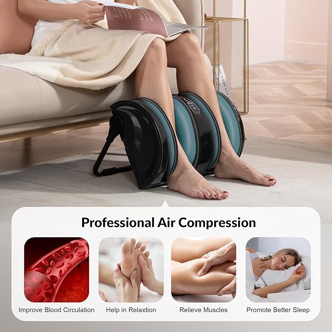 Snailax Foot Massager with Heat, Shiatsu Feet and Calf Massager Machine for Plantar Fasciitis, Neuropathy, Improve Circulation, Foot Leg Massager with Remote Control - Bloomnest