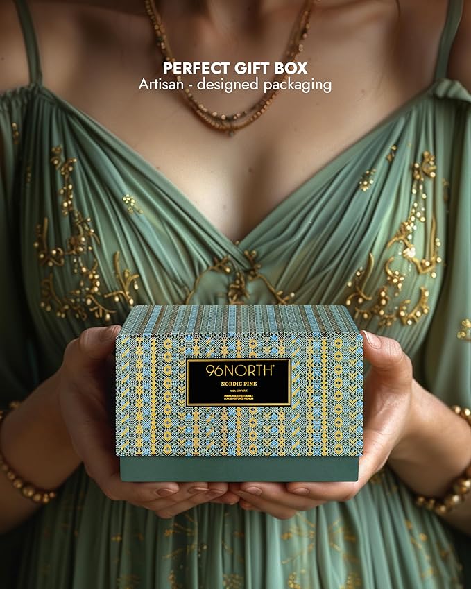96NORTH Luxury Pine Soy Candle | Large 3 Wick Jar Candle | Up to 40 Hours Burning Time | 100% Natural Soy Wax | Relaxing Aromatherapy Aesthetic Candle - Bloomnest