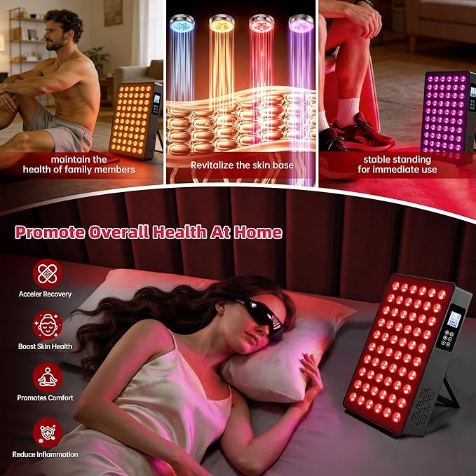Red Light Therapy,Dual Chip Elite Grade LED 10 Modes and Color Changing Red Infrared Light Device with Near-Infrared Light 660nm 850nm High Power Red Light Therapy Panel at Home, for Body, Face, 115W ZOXJOY