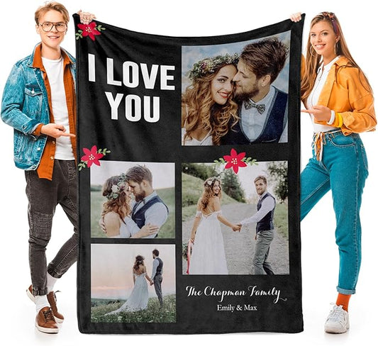 Custom Blankets with Photos, Personalized Photo Blankets Using My Own Photos, Customized Blanket with Pictures, Personalized Gifts for Women Men Baby Child - Bloomnest