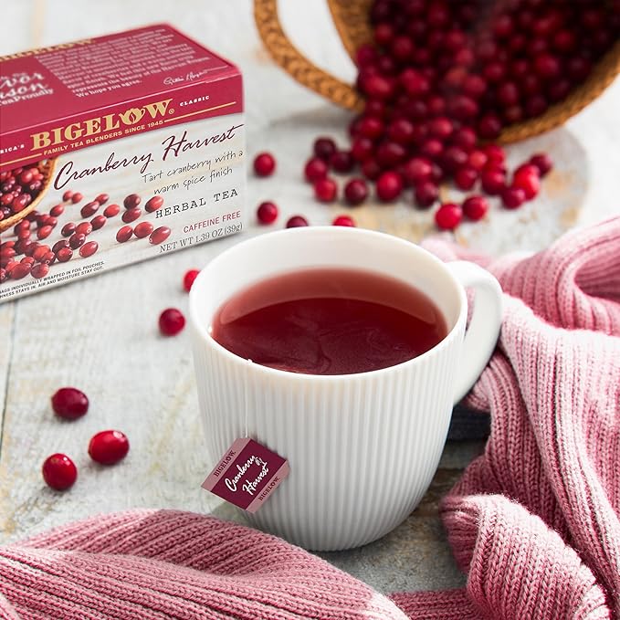 Bigelow Tea Cranberry Harvest Herbal Tea, Caffeine Free Tea with Cranberry and Spice, Holiday and Christmas Tea, 18 Count Box (Pack Of 6), 108 Total Tea Bags - Bloomnest