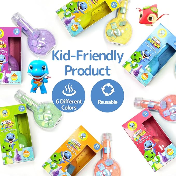 Bath Toys for Kids Potion, SWCANDY 6 Pack Bath Bombs Fun Time Bathtub Colorful Bubble Foam Boys Girls with Indoor Outdoor Scientific Soap Magical Nontoxic Fizzes Eruption Age 4-8 Years Old Toddler - Bloomnest