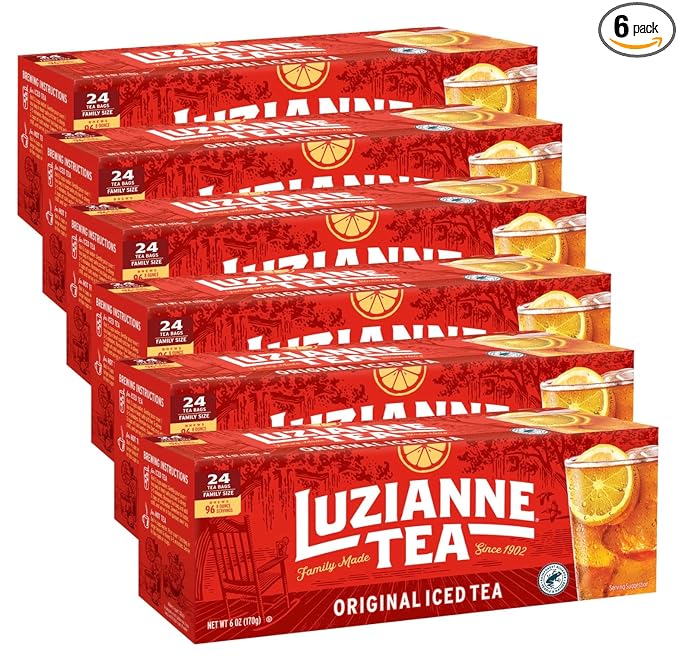 Luzianne Unsweetened Iced Tea Bags, Family Size, 24ct Box (Pack of 6) - Bloomnest