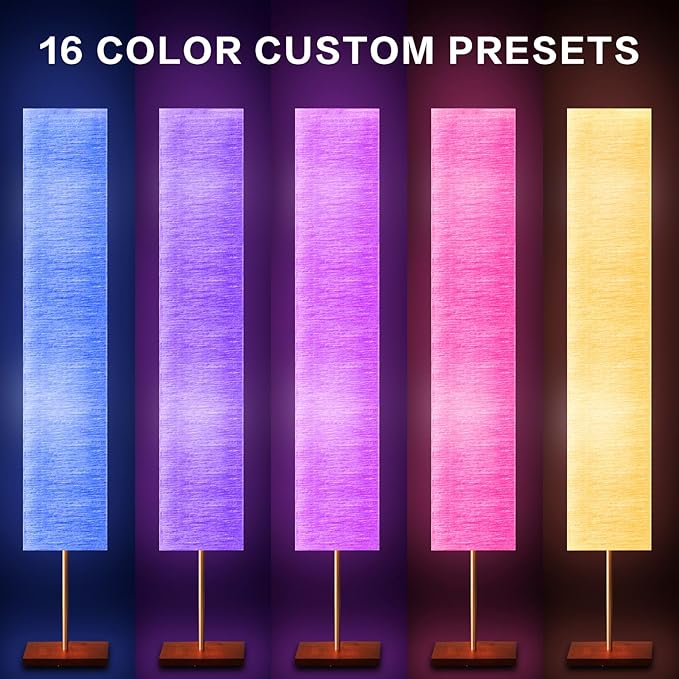 GyroVu 65“ Floor Lamp for Living Room, RGB Color Changing-2700K-6000K Corner Floor Lamp Standing Lamp for Living Room, Tall lamp with Remote Control for Bedroom, Office Beige(Bulbs Included) - Bloomnest