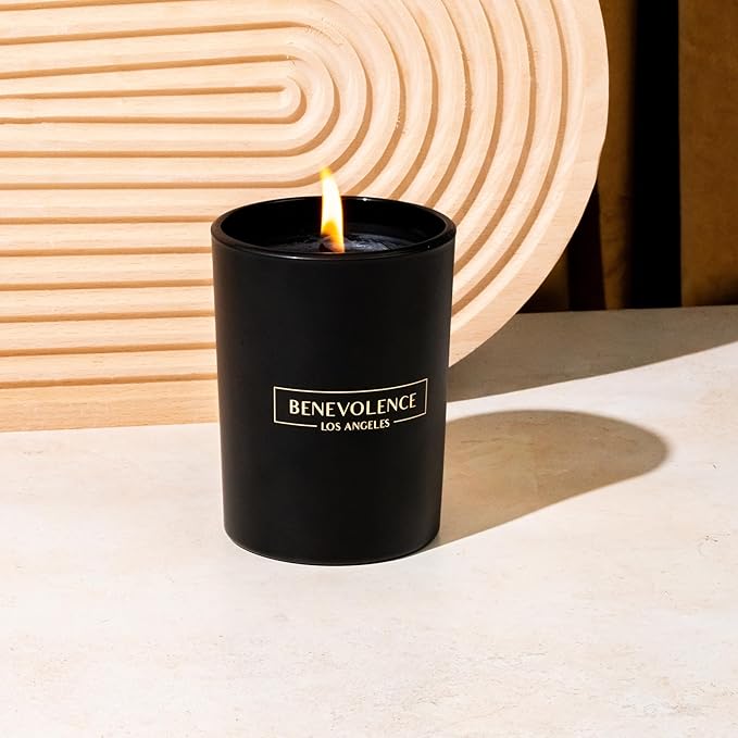 Benevolence LA Santal Scented Candle | Soy Christmas Candles, Black Candle for Home | Holiday Candles Gifts for Women and Men | Home Fragrance | Aromatherapy | Bathroom Freshener | 10oz - Bloomnest