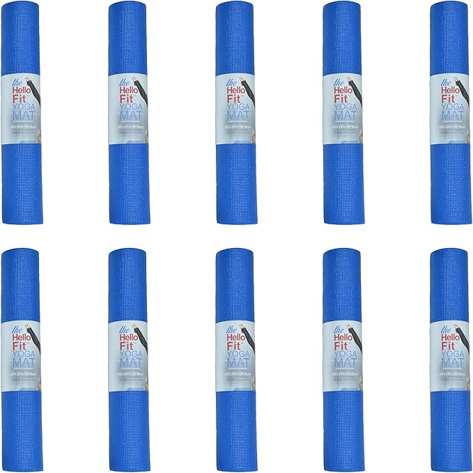 Hello Fit 10-Pack Yoga Mat, 68" x 24" Non Slip Exercise Mat, 4mm Thick Gym Mat for Fitness and Stretching, Bulk Non Toxic Yoga Mats for Schools and Studios - Bloomnest