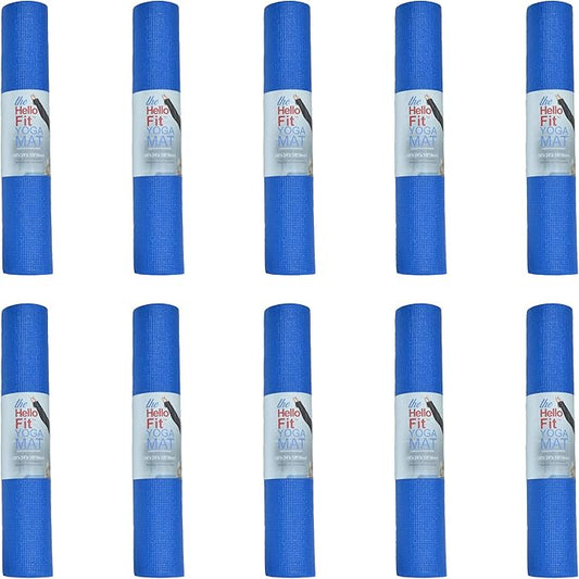 Hello Fit 10-Pack Yoga Mat, 68" x 24" Non Slip Exercise Mat, 4mm Thick Gym Mat for Fitness and Stretching, Bulk Non Toxic Yoga Mats for Schools and Studios - Bloomnest