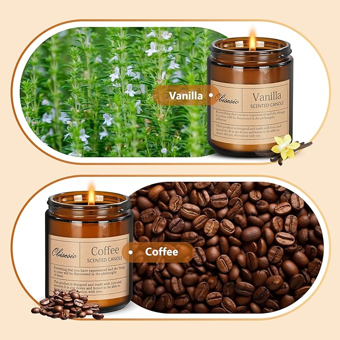 Candles for Home Scented, 2 Pack Scented Candles for Stress Relief & Self-Care, Aromatherapy Candle for Men and Women Birthday, Soy Sleep Jar Candle Set(Coffee & Vanilla) - Bloomnest