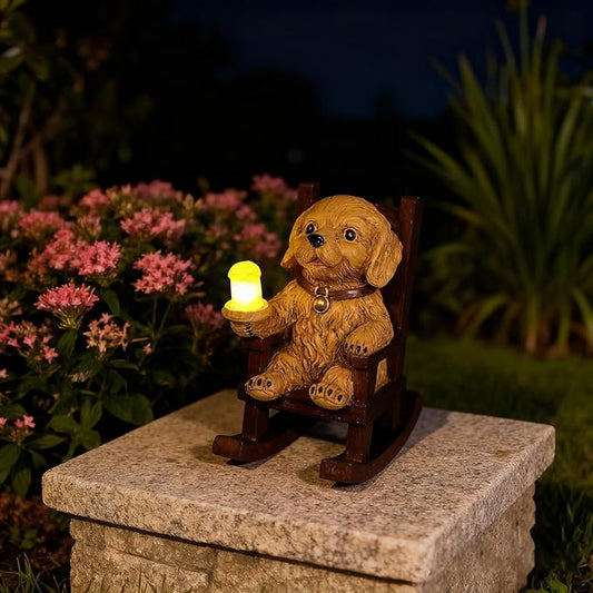 Outdoor Dog Statues Solar Garden Decor : Dog Figurine with Candle Lamp Decor,Unique Garden Art for Porch Patio Balcony Yard Lawn Ornaments - Birthday Christmas Housewarming Gifts for Grandma Mom Women - Bloomnest