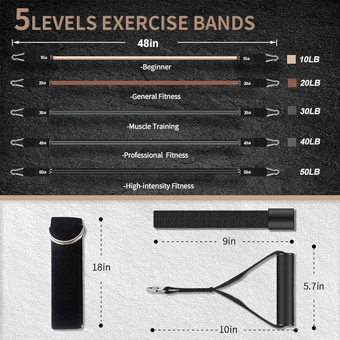 VEICK Resistance Bands, Exercise Bands, Workout Bands, Resistance Bands for Working Out with Handles for Men and Women, Exercising Bands for Fitness Weights Work Out at Home - Bloomnest