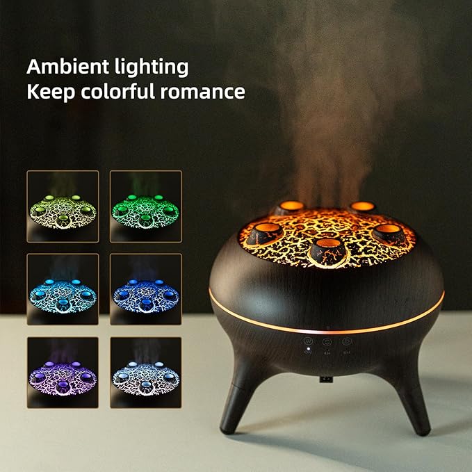 Essential Oil Diffuser 250ML,Jellyfish Diffuser Air Humidifiers Sound Pickup Ultrasonic Aromatherapy Diffuser Remote Control 7 Color Lights for Home Bedroom Office Hotel (Brown Color) - Bloomnest