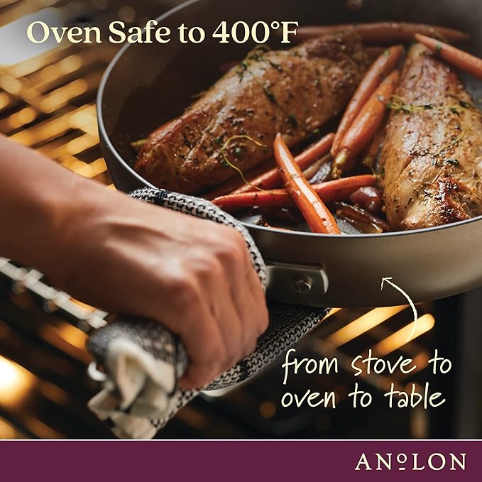 Anolon Advanced Home Hard-Anodized Nonstick Tapered Sauce Pan/Saucepot, 4.5-Quart (Bronze) - Bloomnest