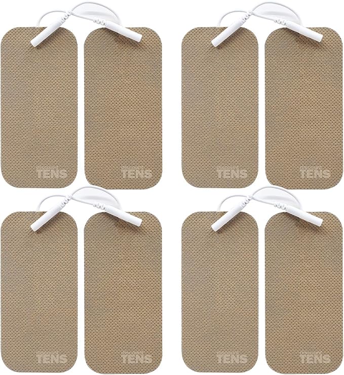 Discount TENS Brand Premium Wired Electrode Pads Compatible with TENS 7000 – 8 Pack of Large 2"x4" Self-Adhesive Replacement Electrodes for TENS EMS Units with 2mm Pin Connectors Discount+TENS