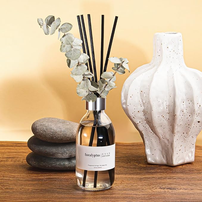 Clesh Reed Diffuser Set, 6.7 oz Eucalyptus Scented Diffuser with Sticks, Home Fragrance Reed Diffuser for Bathroom Shelf Decor - Bloomnest