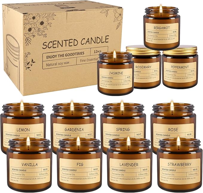 12 Pcs Scented Candles with Added Natural Essential Oils, 3.05oz, Suitable for Various Festivals, Parties, Yoga, and Home Scene. - Bloomnest