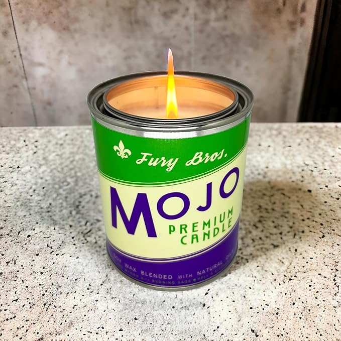 Fury Bros. Scented Candles for Men | Mojo | Frankincense Myrrh Burning Sage | Natural Soy Wax | Hand-Poured in The USA | Long 70-80 Hour Burn (12.5 oz) | Vintage-Inspired Tin Design | Dad Home Gift - Bloomnest