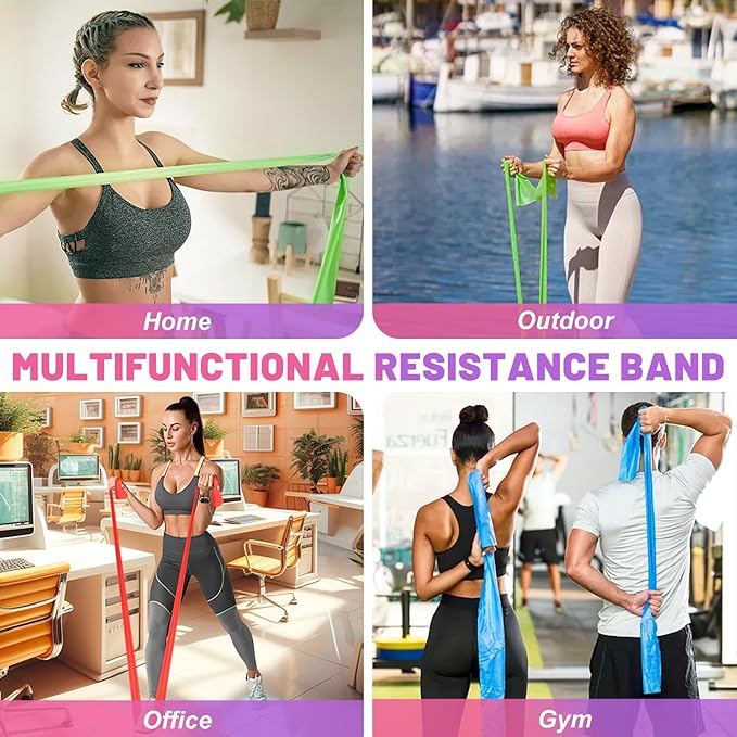 5 Pcs Resistance Bands, Professional Exercise Bands Elastic Stretch Bands for Fitness Yoga Pilates Stretching Strength Training, Workout Bands for Women and Men Home Gym - Bloomnest