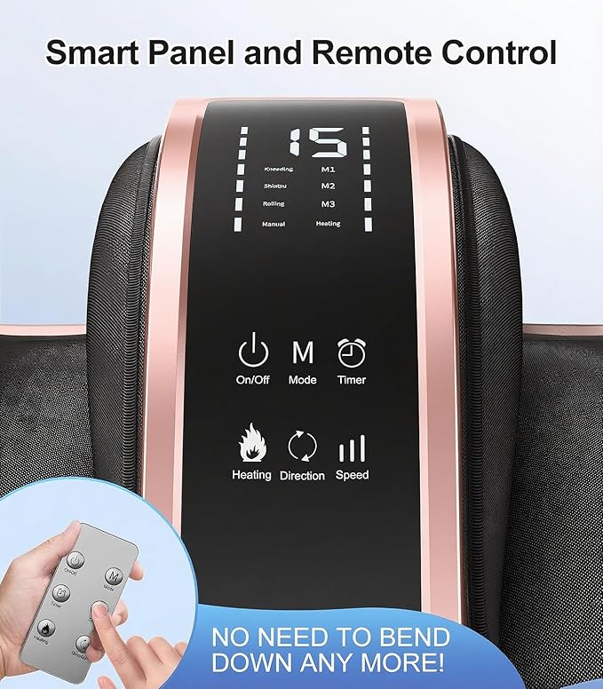 CARESKY® Shiatsu Foot Massager with Heat, Rolling Deep Kneading, Feet Massager Machine for Plantar Fasciitis, Neuropathy Pain, Size up to 14", Multiple Modes
